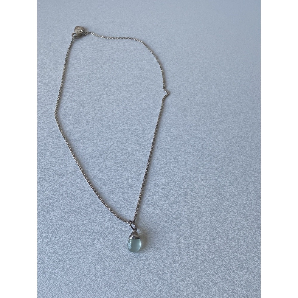 Stella & Dot 925 Sterling Silver Green Quartz Briolette Necklace 16" - Retired